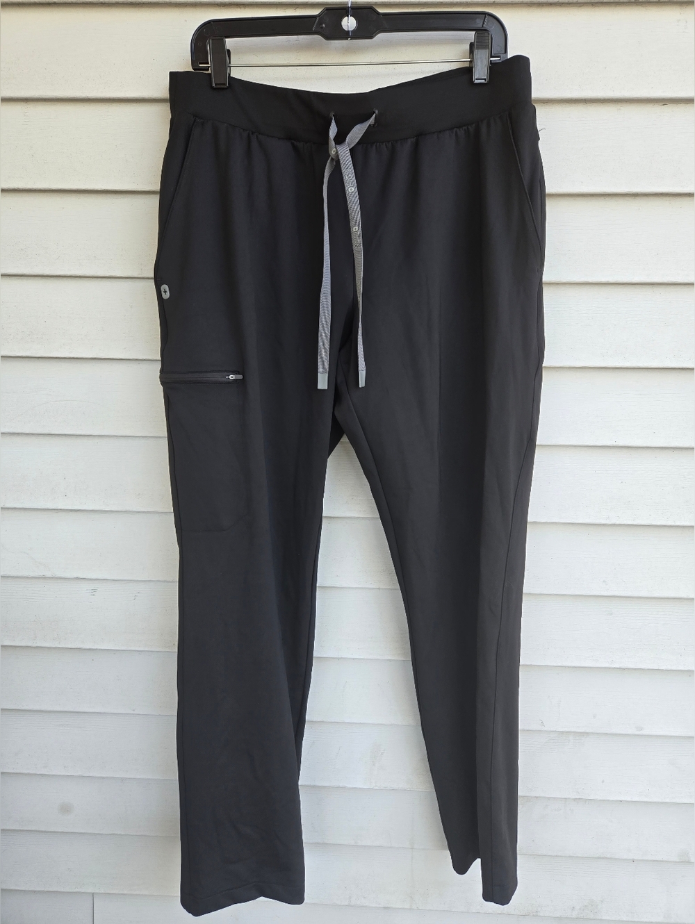 Figs Women's Black Pants with Gray Drawstring Sz Large